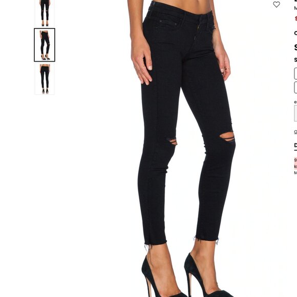 MOTHER the looker ankle fray Guilty as Sin black skinny jeans 25 - Picture 1 of 10